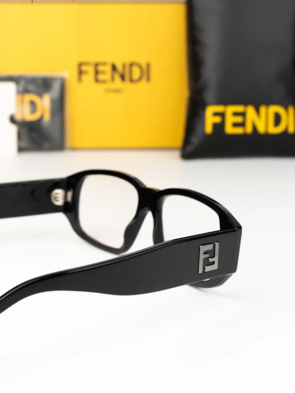 Fendi Women Eyeglasses Rectangular Black Demo FE50115I 001 NEW AUTHENTIC
